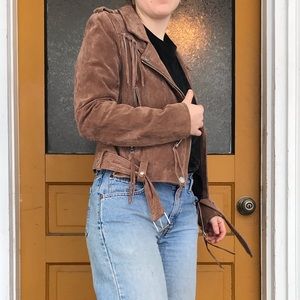 Suede Fringe Classic Leather Jacket